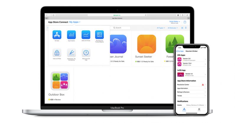 App store connect mac and iphone devices